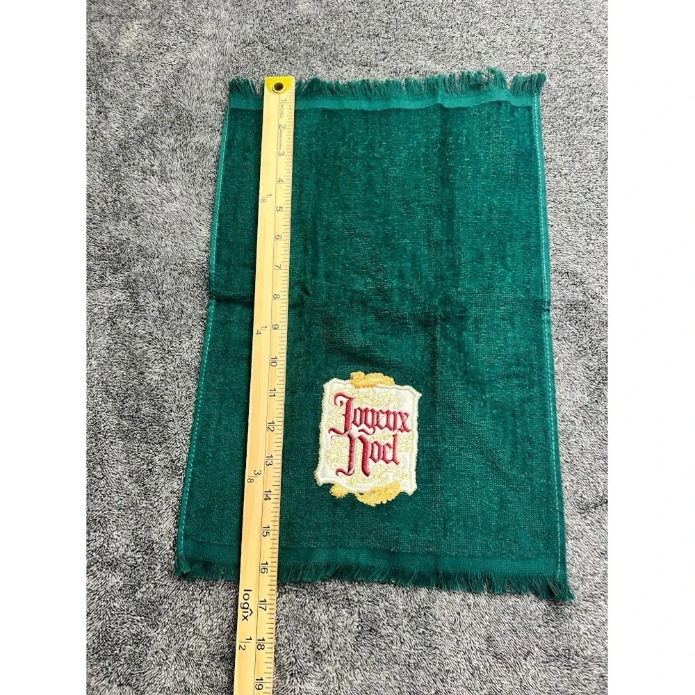 Vintage Holiday Hand Towel Set Joyeux Noel Green & Joy Purple Fringed Terry